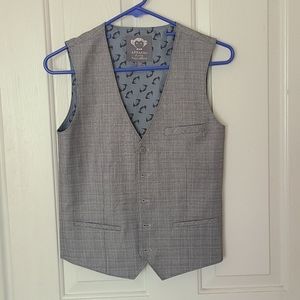 Boys size 14 Dress Vest gray plaid